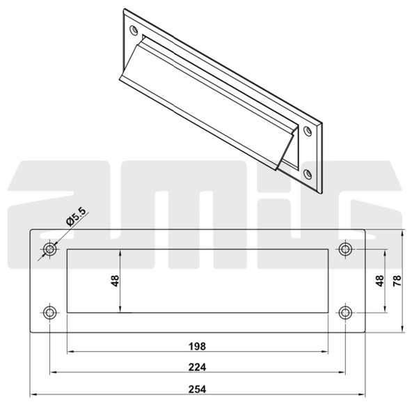 Amig Заслінка для поштової скриньки мод.1 - 254x73 mm чорна