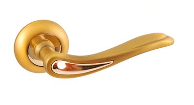 SIBA Ручка дверная MODENA на розетке R02 мат.латунь - полир.золото (29 09)