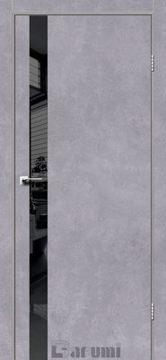 Дверне полотно PLATO LINE PTL-04, 800 х 2000, Сірий бетон, Lacobel чорний+Чорна матова кромка 2800000051372 фото