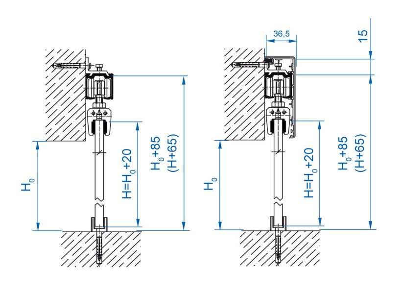 *Valcomp Herkules GLASS HG01 Комплект фурнітури для одних скляних дверей до 100 кг, без направляючої