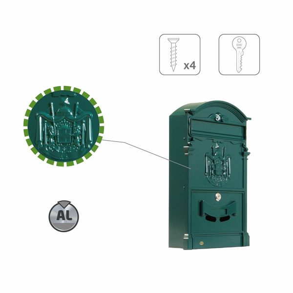 Amig Поштова скринька мод.4 - 405x255x85 mm "ГЕРБ" зелена