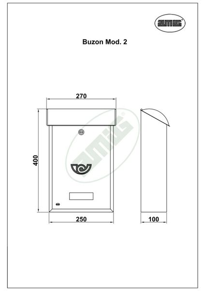 Amig Поштова скринька мод.2 - 400x250x100 mm нержавіюча сталь