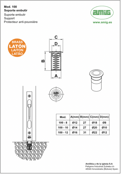 Amig Автоматична лунка для шпингалету мод.100-8 Ø12 x 27 mm
