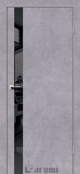 Дверне полотно PLATO LINE PTL-04, 800 х 2000, Сірий бетон, Lacobel чорний+Чорна глянсова кромка 2800000036621 фото
