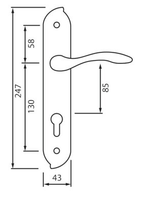 SIBA Ручка дверная VENICE на планке PZ - 85 мм хром (07 07 07 07 07)